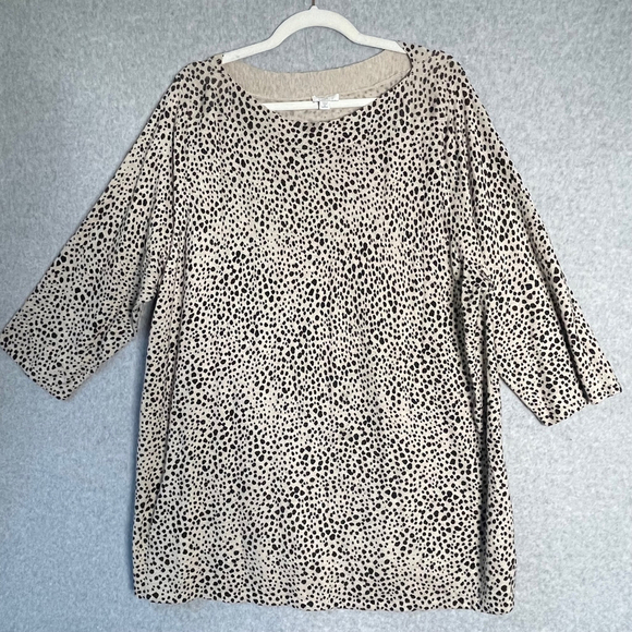 J.Jill Sweaters - J.Jill Women's 2X Spotted Print Sweater Beige Black Three Quarter Sleeve